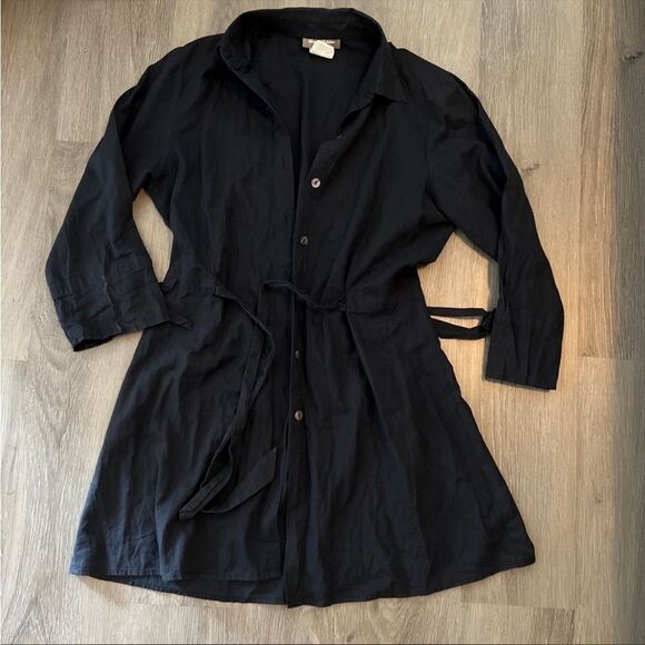 Tommy Bahama Women’s Black Long Sleeve Wrap Dress Button Down - Picture 1 of 4